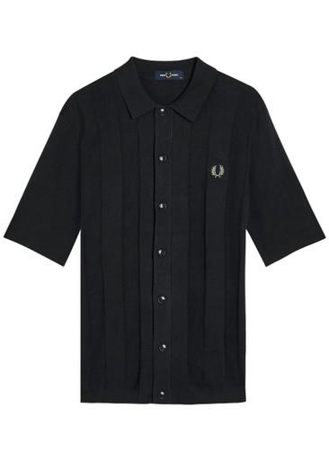 Logo-embroidered fine-knit cotton shirt by FRED PERRY