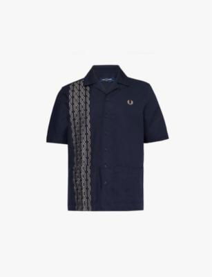 Logo-embroidered regular-fit short-sleeve cotton shirt by FRED PERRY