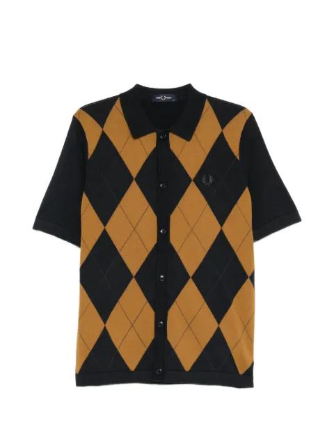 argyle-pattern button-up sweater by FRED PERRY
