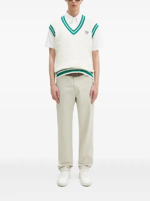 cable-knit V-neck sweater vest by FRED PERRY