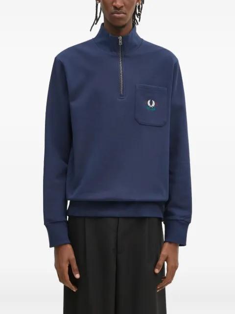 half-zip embroidered-logo pocket sweatshirt by FRED PERRY