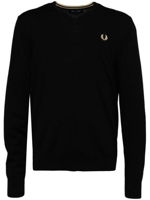 logo-embroidered V-neck jumper by FRED PERRY