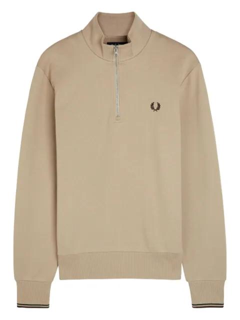 zip-neck laurel-wreath sweatshirt by FRED PERRY