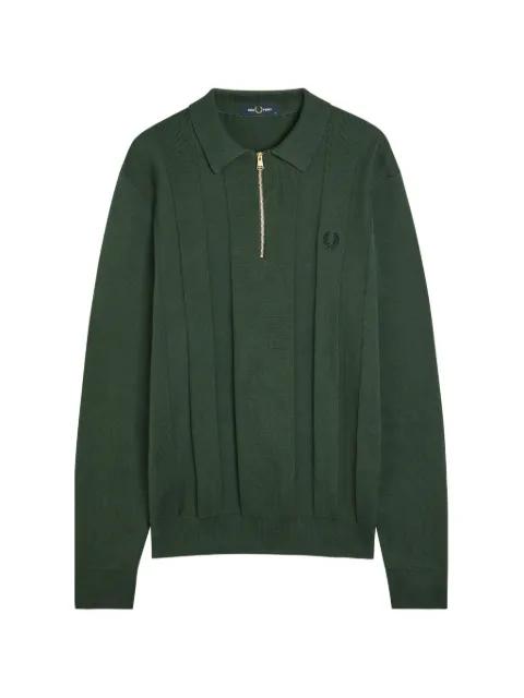 zip-up knitted polo shirt by FRED PERRY