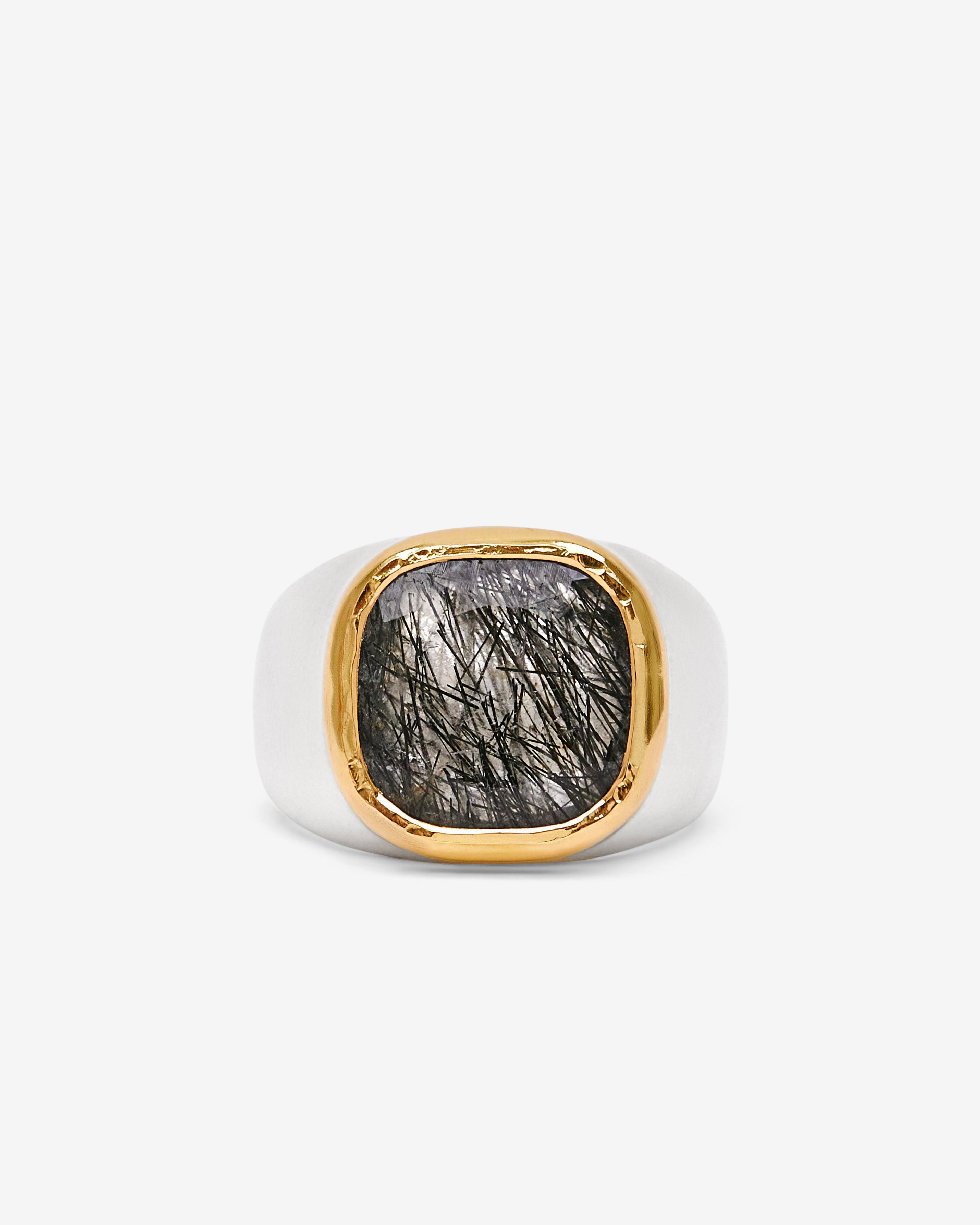 Frederick Grove  - Tourmalated Quartz Ring -  (Silver/Gold) by FREDERICK GROVE