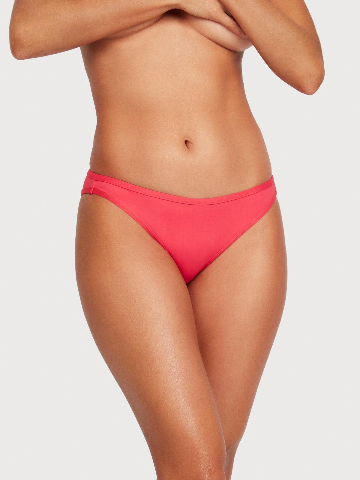Classic Ruched Back Bikini Bottom in Geranium by FREDERICK'S OF HOLLYWOOD