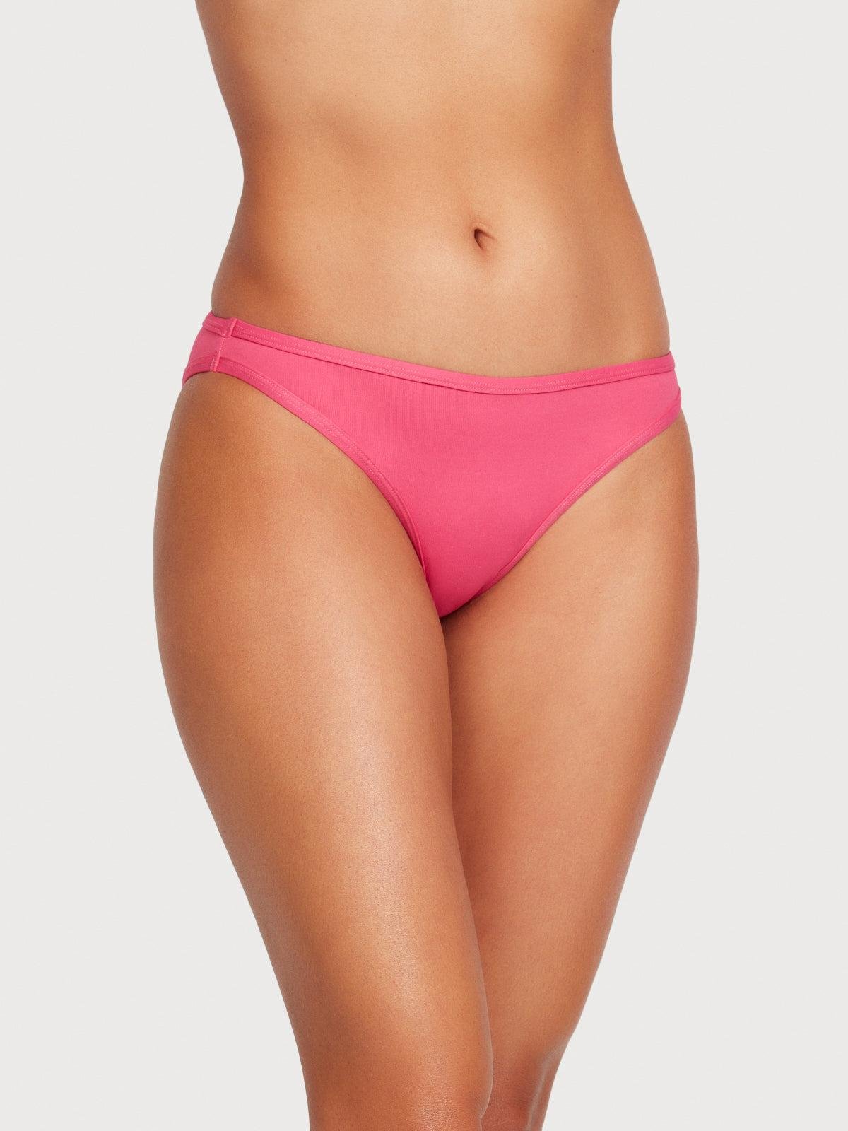 Classic Ruched Back Bikini Bottom in Raspberry Rose by FREDERICK'S OF HOLLYWOOD