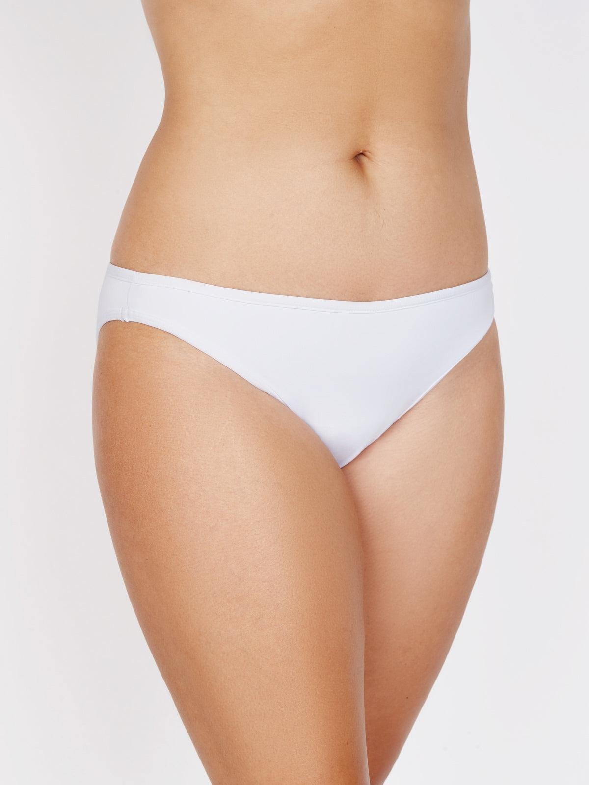 Classic Ruched Back Bikini Bottom in White by FREDERICK'S OF HOLLYWOOD