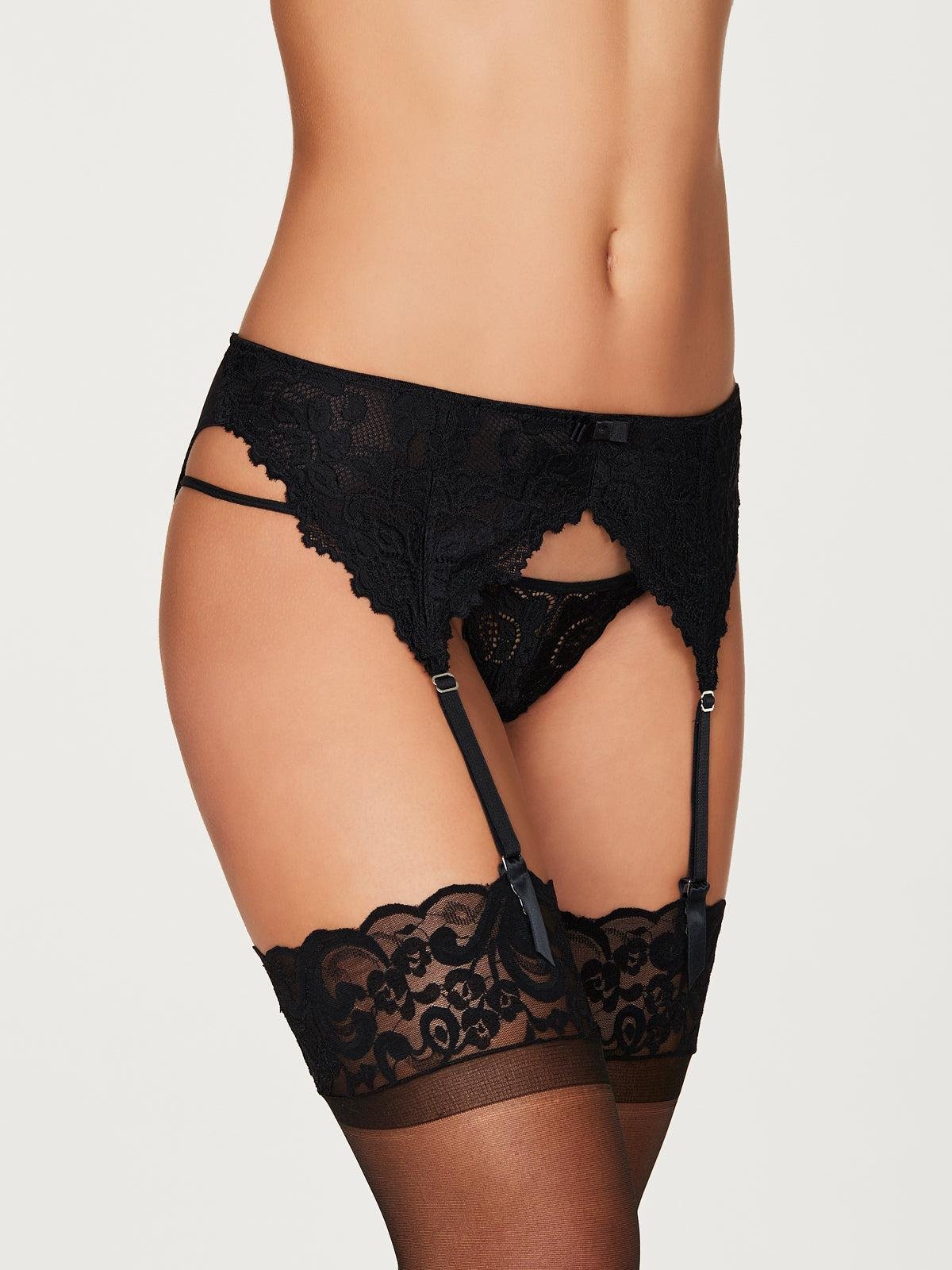 Jessica Lace Garter Belt in Black by FREDERICK'S OF HOLLYWOOD