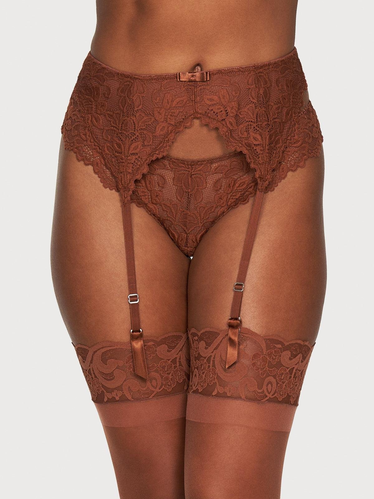 Jessica Lace Garter Belt in Coco by FREDERICK'S OF HOLLYWOOD