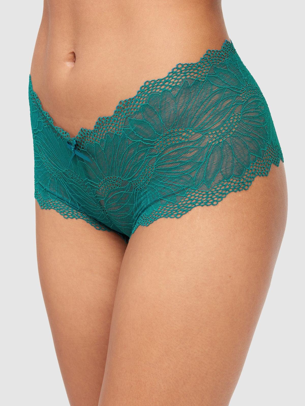 Saffron Floral Lace Cheeky in Shaded Spruce by FREDERICK'S OF HOLLYWOOD