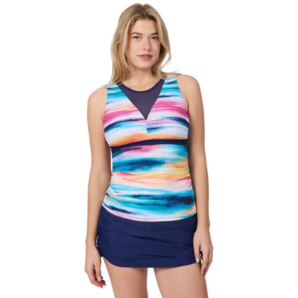 Mesh V-Neck Tankini Swimsuit Top by FREE COUNTRY