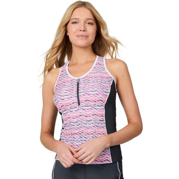 Mesh Zip-Up Racerback Tankini Swimsuit Top by FREE COUNTRY