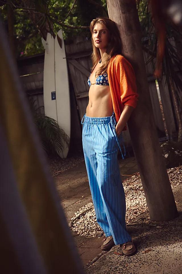 Sun Dazed Cotton-Linen Striped Pants by FREE-EST | FREE PEOPLE