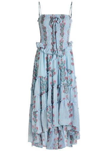 Alejandra floral tiered chiffon midi dress by FREE PEOPLE