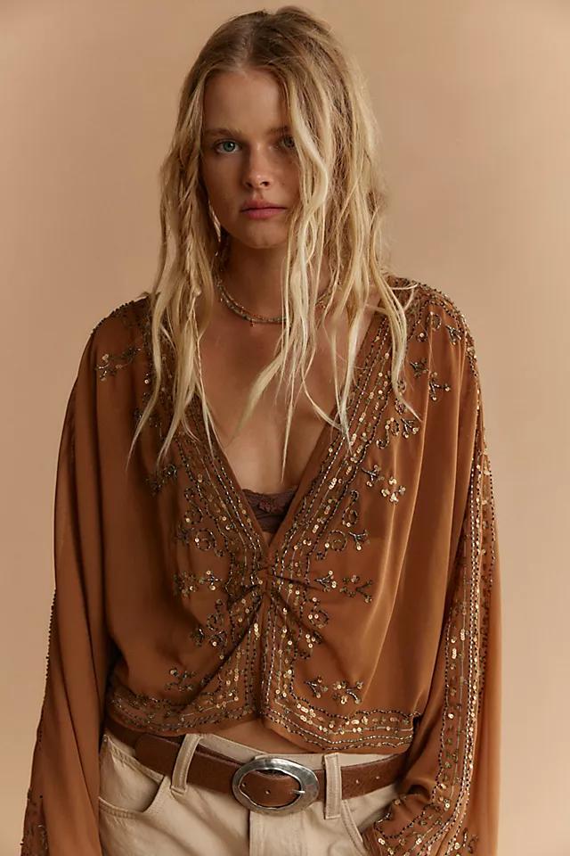 Calla Embellished Cape Top by FREE PEOPLE