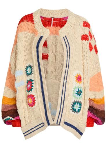 Clear Skies intarsia cotton-blend cardigan by FREE PEOPLE