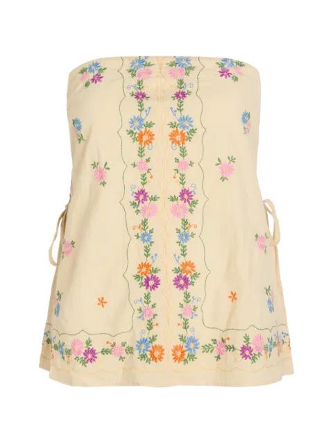 Doily Days floral-embroidered strapless tube top by FREE PEOPLE
