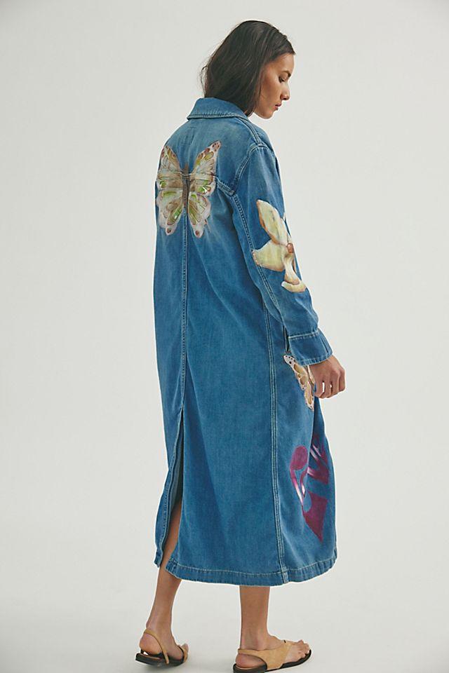 FP X Juliet Johnstone Hand-Painted Monique Denim Duster by FREE PEOPLE