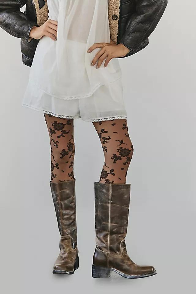 Flocked Floral Tights by FREE PEOPLE