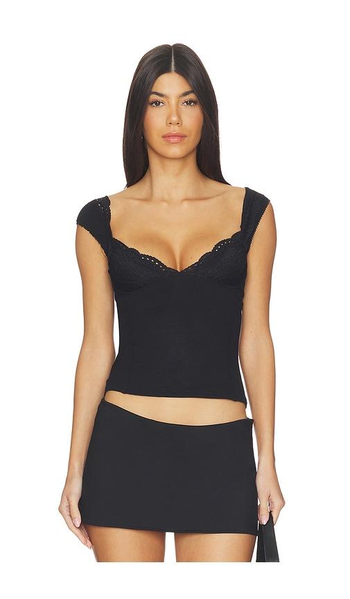 Free People Blush Hour Tee in Black by FREE PEOPLE