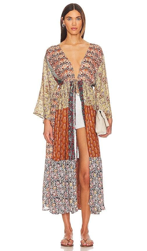 Free People Bombay Mixed Print Kimono in Beige by FREE PEOPLE