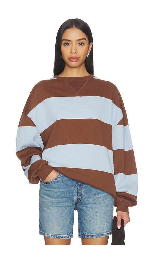 Free People Classic Stripe Crew Wide in Blue,Brown by FREE PEOPLE