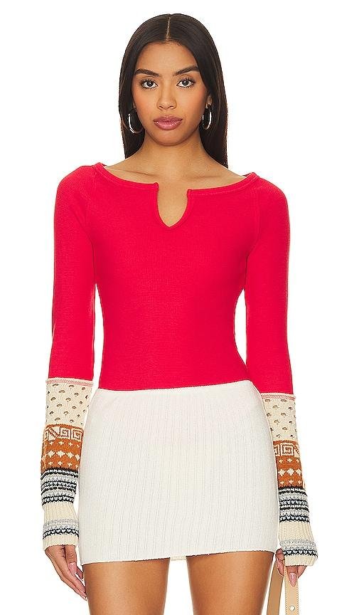 Free People Cozy Craft Cuff Top in Red by FREE PEOPLE