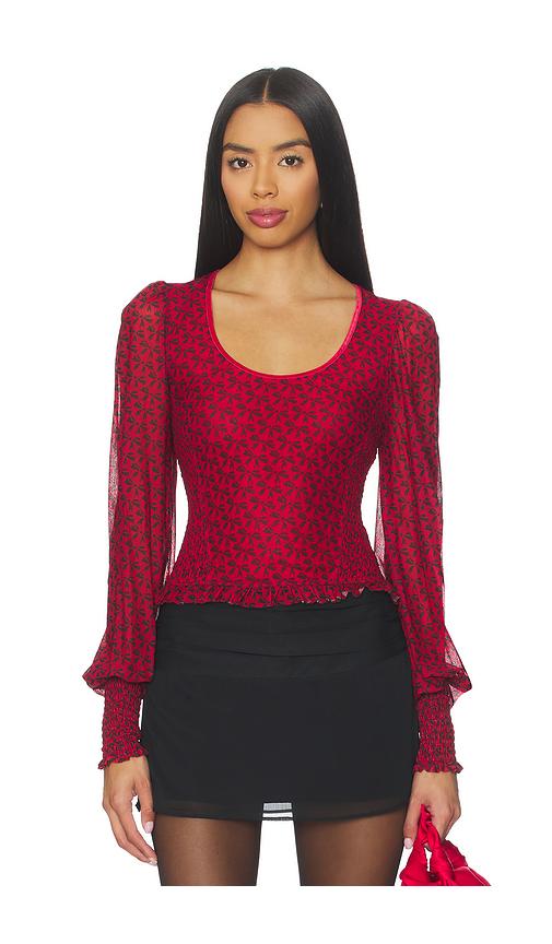 Free People Dottie Knit Top in Red by FREE PEOPLE