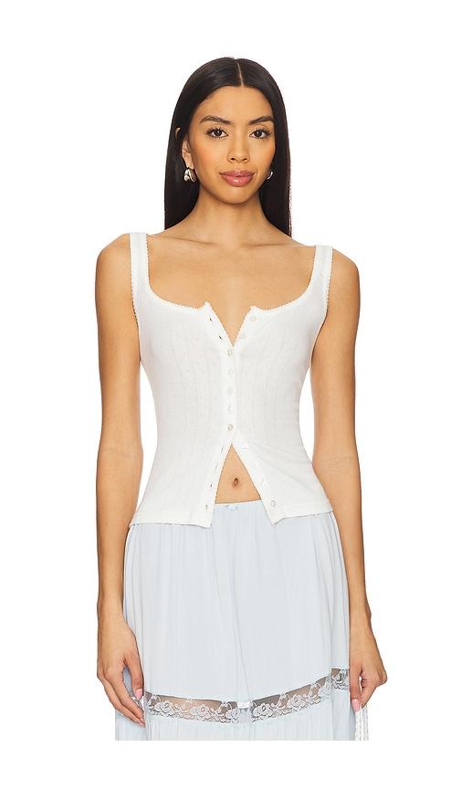 Free People End Game Pointelle Tank in White by FREE PEOPLE