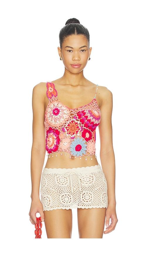 Free People Fiorella Crochet Tank in Pink,Orange by FREE PEOPLE