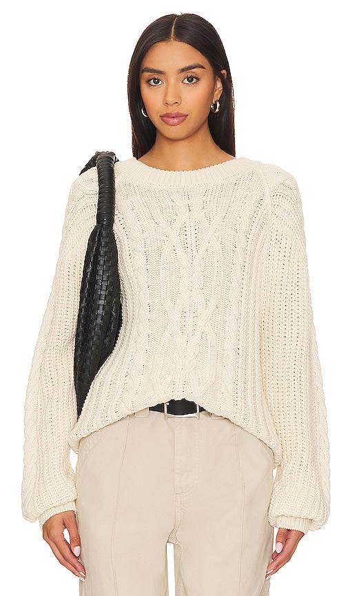 Free People Frankie Cable Sweater in Ivory by FREE PEOPLE