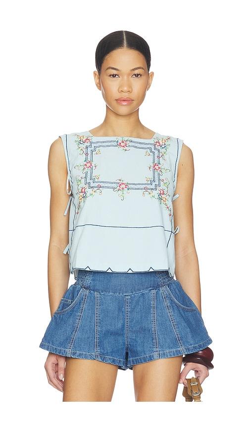Free People Garden Wall Top in Baby Blue by FREE PEOPLE