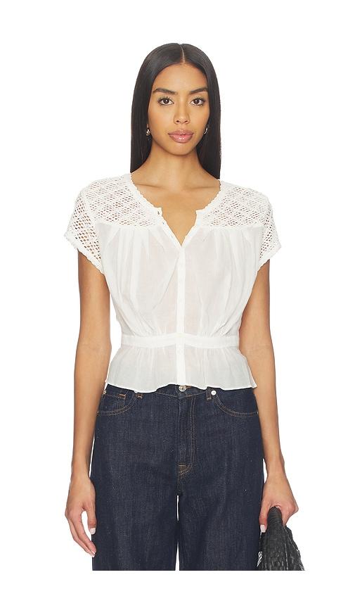 Free People Glimmer Embroidered Top in Ivory by FREE PEOPLE