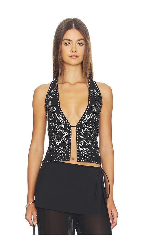 Free People Kenzie Studded Halter in Black by FREE PEOPLE