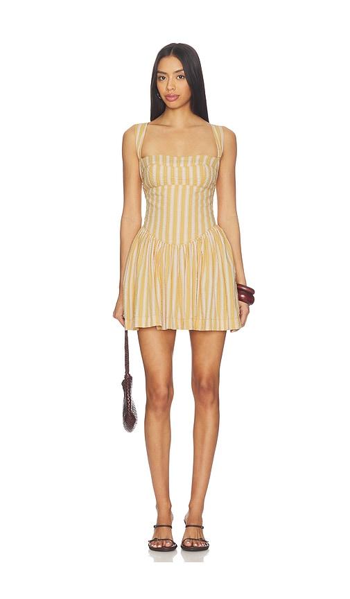 Free People Laurel Plaid Mini Dress in Mustard by FREE PEOPLE