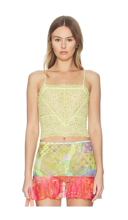 Free People Love And Lace Cami in Lemon by FREE PEOPLE