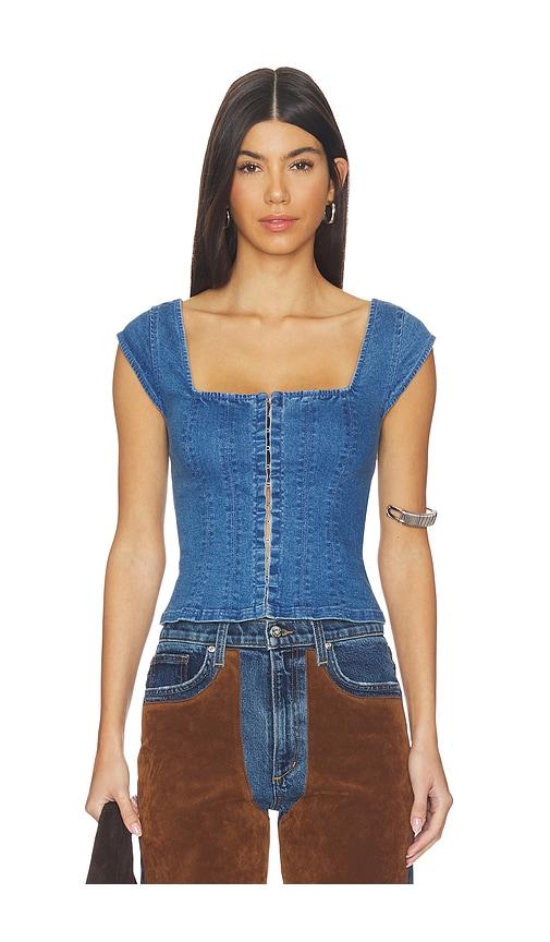 Free People Marilyn Denim Corset in Blue by FREE PEOPLE