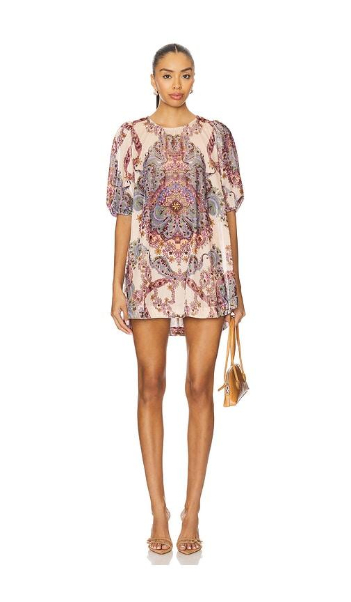 Free People Maye Printed Velvet Tunic Dress In Tea Combo in Cream by FREE PEOPLE