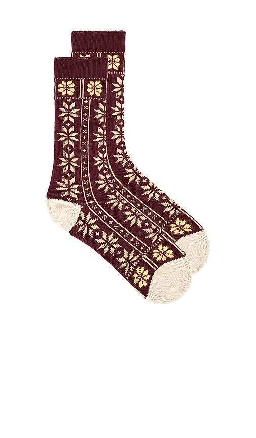 Free People Nearly Nordic Sock in Burgundy by FREE PEOPLE