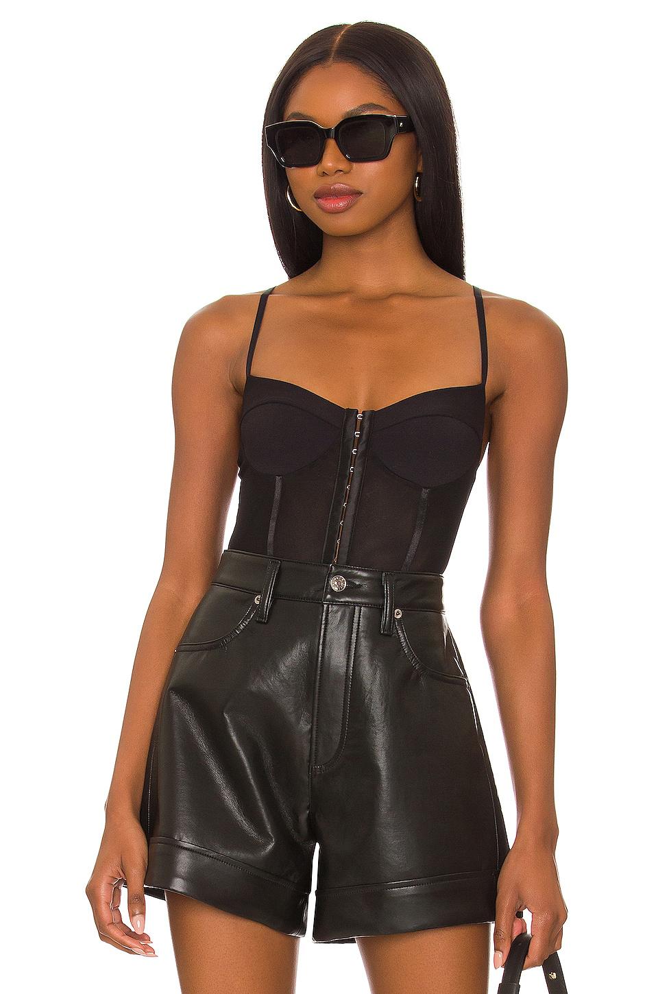 Free People Night Rhythm Corset Bodysuit in Black by FREE PEOPLE