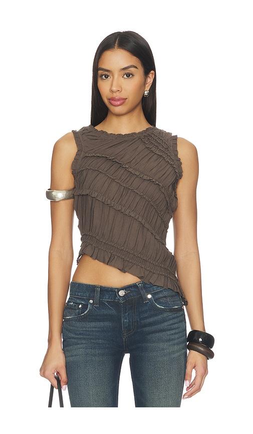 Free People Pink Sands Smocked Top in Chocolate by FREE PEOPLE