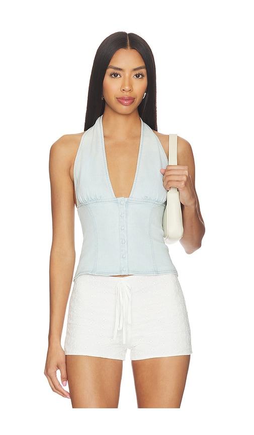 Free People Ramona Denim Halter in Blue by FREE PEOPLE