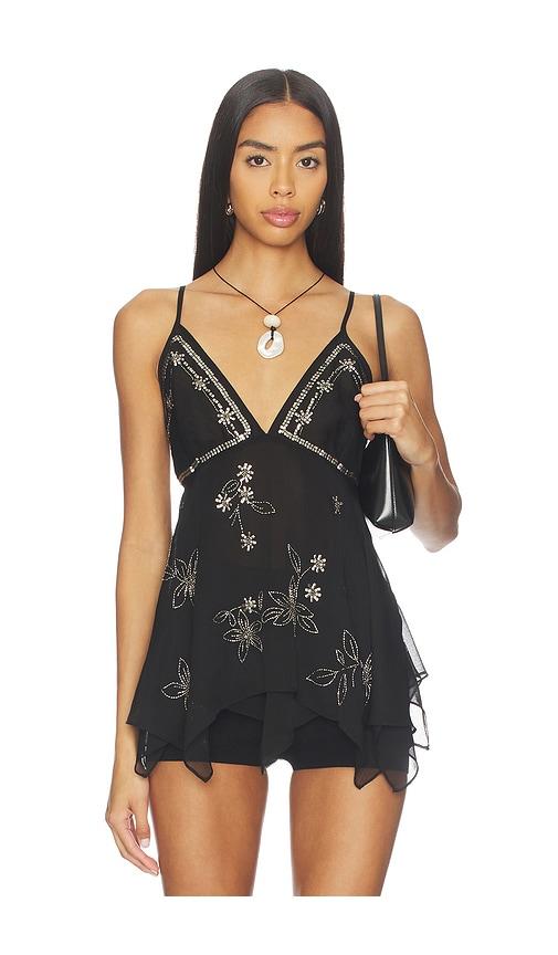 Free People Robbie Embellished Top In Black in Black by FREE PEOPLE
