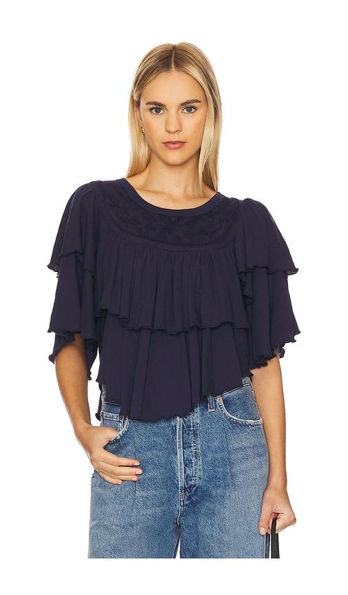 Free People Rose Party Tee in Navy by FREE PEOPLE