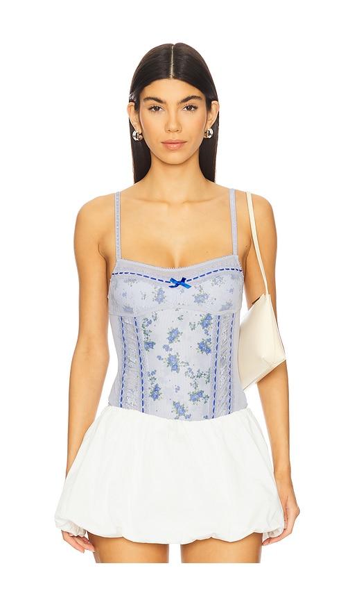 Free People Sara Corset Bodysuit in Blue by FREE PEOPLE