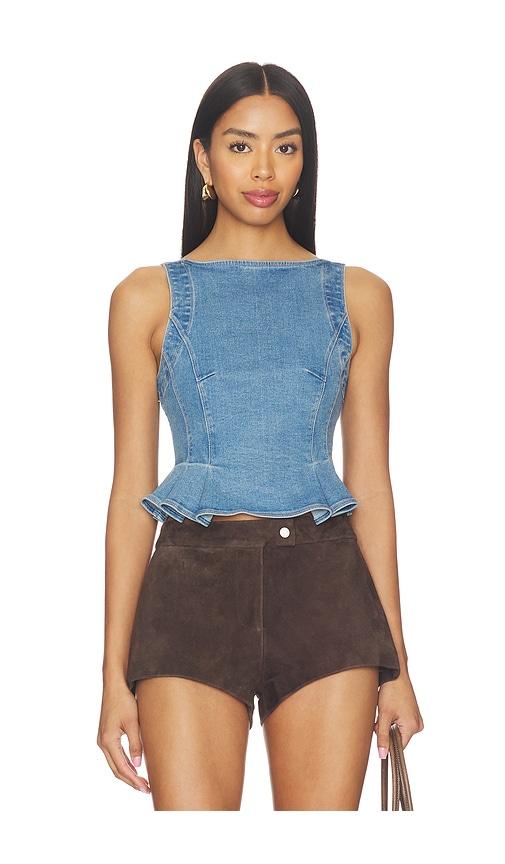 Free People Sunfaded Denim Top in Blue by FREE PEOPLE
