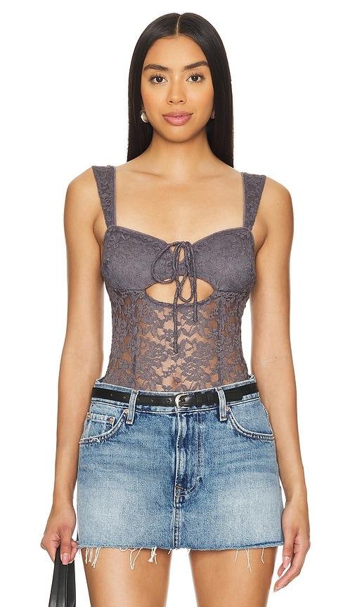 Free People X Intimately FP Strike A Pose Bodysuit in Grey by FREE PEOPLE