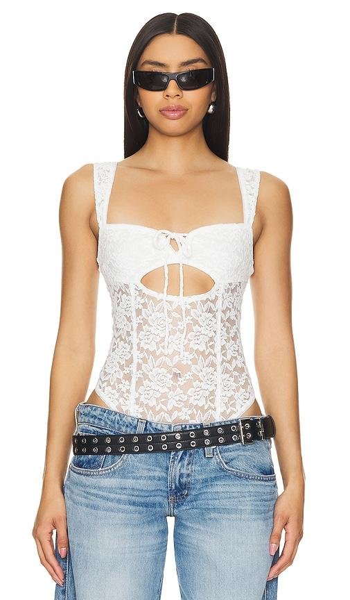 Free People X Intimately FP Strike A Pose Bodysuit in White by FREE PEOPLE