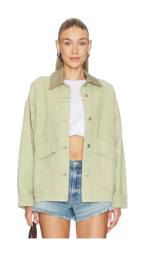 Free People X We The Free Lemon Denim Jacket in Sage by FREE PEOPLE